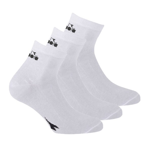 Diadora Unisex Socks - 3 Pack, Quarter, Logo White 39-42