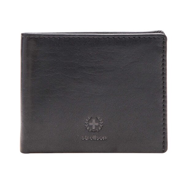 Strellson Mens Wallet, genuine Leather - Blackwall Billfold H8 1, 10x12x3cm (HxWxD) Black