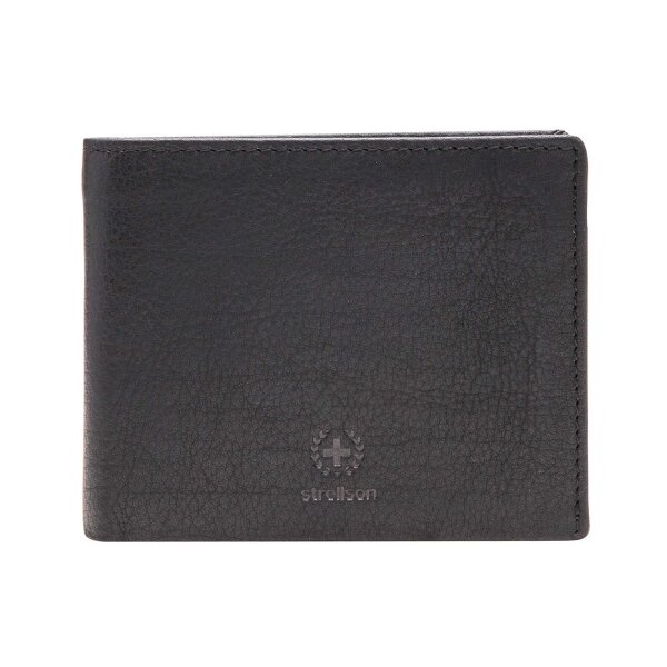 Strellson Mens Wallet, genuine Leather - Blackwall Billfold H7, 9,5x12,5x3cm (HxWxD) Black