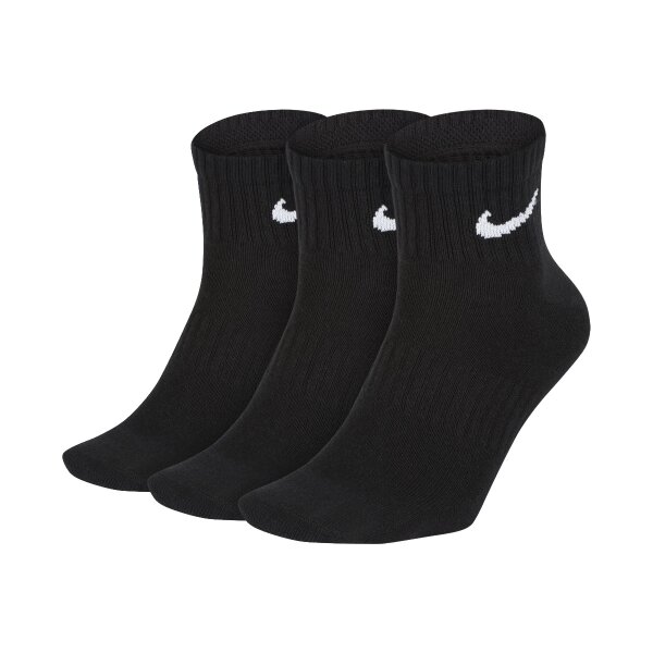 NIKE Unisex 3-Pack Sports Socks - Everyday, Lightweight No Show Ankle, unicoloured Black 46-50 (UK 11-14.5)