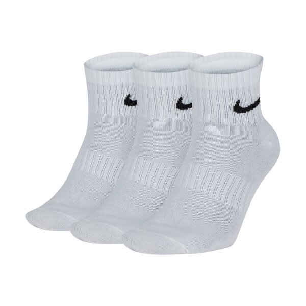 NIKE Unisex 3-Pack Sports Socks - Everyday, Lightweight No Show Ankle, unicoloured White 38-42 (UK 5-8)