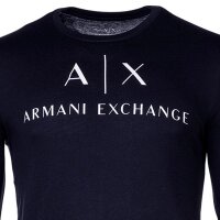 A|X ARMANI EXCHANGE Mens Long Sleeve - Long Sleeve, Round Neck, Logo, Cotton Navy S (Small)