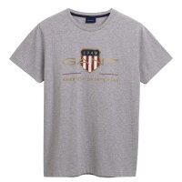 GANT Herren T-Shirt - D2. ARCHIVE SHIELD, Rundhals, kurzarm, Baumwolle, Print Grau XS