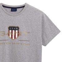 GANT Herren T-Shirt - D2. ARCHIVE SHIELD, Rundhals, kurzarm, Baumwolle, Print Grau XS