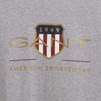 GANT Mens T-Shirt - D2. ARCHIVE SHIELD, round neck, short sleeve, cotton, print Grey XS (X-Small)