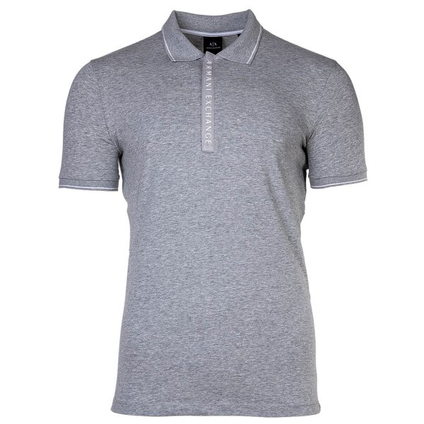 A|X ARMANI EXCHANGE Herren Poloshirt - Hidden Buttons, Cotton Stretch Grau S