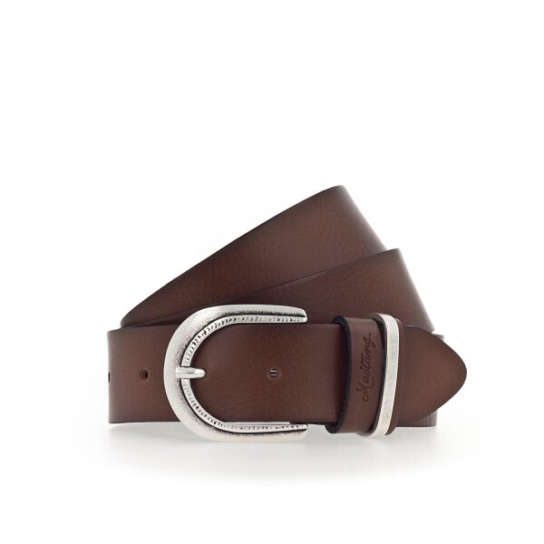 MUSTANG Women´s Belt - Genuine leather, oval Buckle, pin Buckle, shiny
