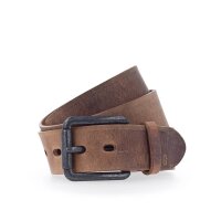 MUSTANG Mens Belt - genuine Leather Belt, Metal Buckle, Logo Brown 80 cm