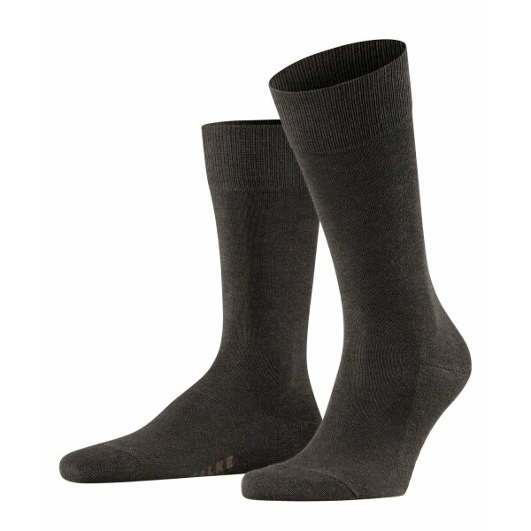 FALKE Herren Socken - Family SO, Allrounder Strümpfe, Uni, Baumwollmischung Dunkelbraun 47-50