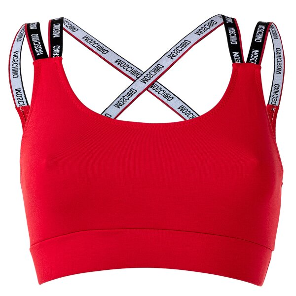 MOSCHINO Damen Bustier - Bandeau, Sport-BH, Cotton Stretch, einfarbig Rot XS
