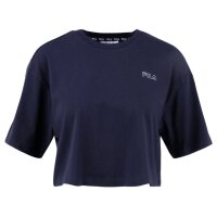 FILA Damen T-Shirt MARI - Cropped Tee, Crewneck, Rundhals, Kurzarm, Logo-Print Dunkelblau XL