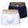 VERSACE Herren Trunks, 2er Pack - TOPEKA, Stretch Cotton, einfarbig Weiß/Blau L