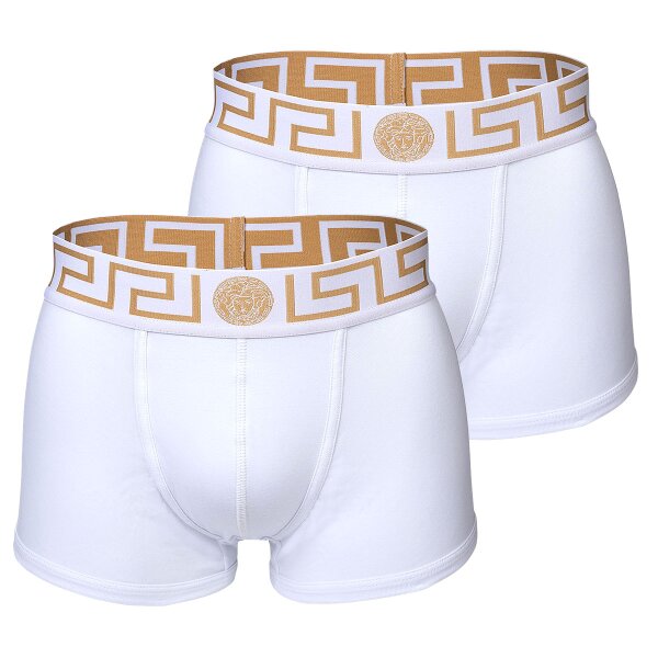 VERSACE Mens Boxer Shorts, 2 Pack - TOPEKA, Stretch Cotton, one coloured White/Gold L (Large)