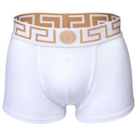 VERSACE Herren Trunks, 2er Pack - TOPEKA, Stretch Cotton, einfarbig Weiß/Gold L