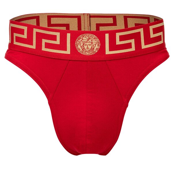 VERSACE Herren Tanga - TOPEKA Slip, String, Thong, Stretch Cotton Rot/Gold 2XL