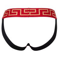 VERSACE Mens Jockstrap - Jocks, Tanga Briefs, Stretch Cotton Red/Gold L (Large)