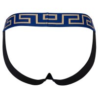 VERSACE Mens Jockstrap - Jocks, Tanga Briefs, Stretch Cotton Blue/Gold L (Large)