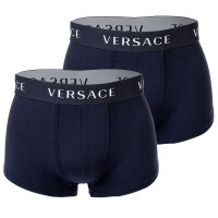 VERSACE Mens Boxer Shorts, 2 Pack - Trunk, Retroshorts, Logo, Stretch Cotton Navy S (Small)