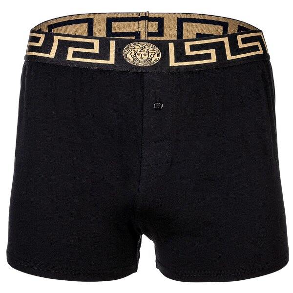 VERSACE Mens woven Boxer Shorts - Stretch Cotton Black/Gold S (Small)