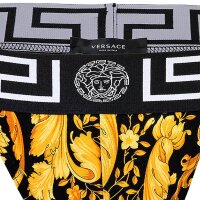 VERSACE Herren Jockstrap - Jocks, Tanga Slip, Stretch Cotton, Barocco Muster Schwarz/Gold M