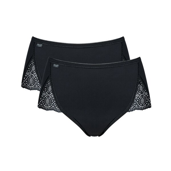 Sloggi Damen Slips im Pack - Maxi, Vorteilspack, Pure Sense Luxe, einfarbig Schwarz 40 2er Pack (1x2P)