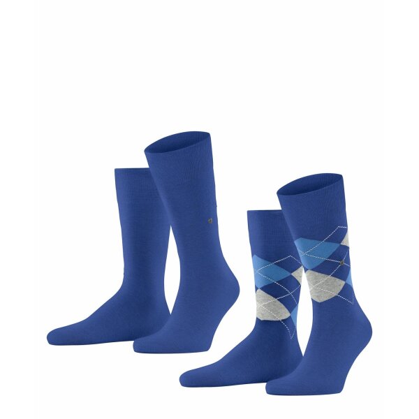 Burlington Men Socks Everyday Pack of 2 - Diamond Pattern, Onesize, 40-46 (6.5-11 UK) Blue (Night Blue)