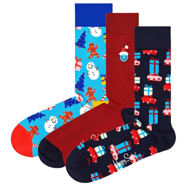 Happy Socks Unisex Socken, 3er Pack - X-MAS, Geschenkbox, Farb-Mix