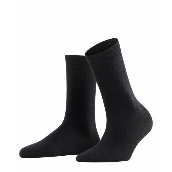 FALKE Damen Socken - Softmerino SO, Kurzsocken, einfarbig Schwarz 37-38