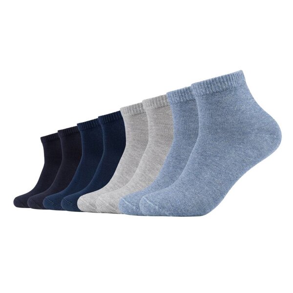 s.Oliver Unisex Socken, 8er Pack - Quarter, einfarbig Blau/Grau 43-46