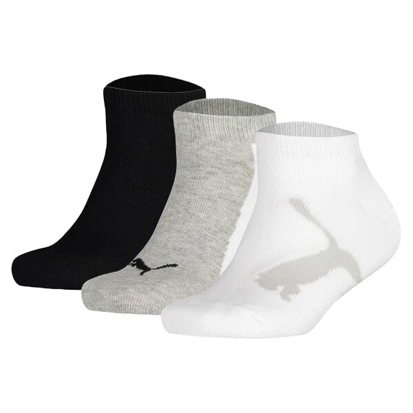 PUMA Kids Sneaker Socks - Kids BTW Sneaker, 3 Pack Black/Grey/White 27-30