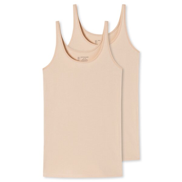 SCHIESSER Damen Trägertop, 2er Pack - Single Jersey, Serie 95/5, uni Beige (Sand) 2XL