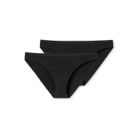 SCHIESSER Women Briefs Pack of 2 - Mini Slips, Underpants, Cotton Stretch 95/5, plain Black XL (X-Large)