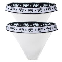 CHIARA FERRAGNI Womens Thong 2-Pack - String, Cotton Stretch, Logo Waistband, uni White L (Large)