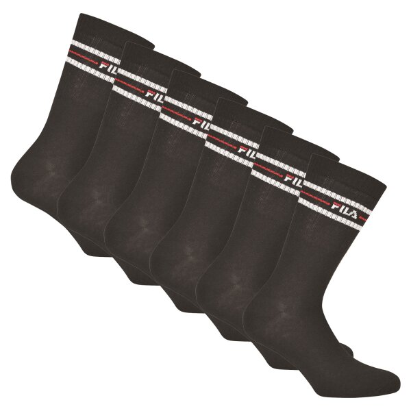 FILA Unisex Socken, 6er Pack - Strümpfe, Street, Lifesyle, Sport (2x 3 Paar) Schwarz 35-38