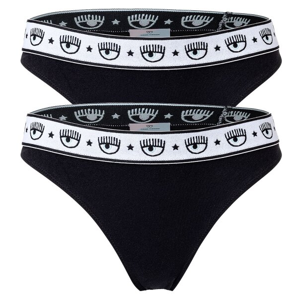 CHIARA FERRAGNI Womens Slip 2-Pack - Panties, Cotton Stretch, Logo Waistband, uni Black XL (X-Large)