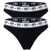 CHIARA FERRAGNI Womens Slip 2-Pack - Panties, Cotton Stretch, Logo Waistband, uni Black XL (X-Large)