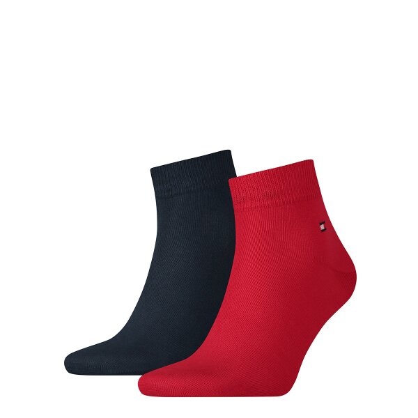 TOMMY HILFIGER Herren Quarter Socken, Vorteilspack - Sneaker, Unifarben, 39-49 Dunkelblau/Rot 43-46 12er Pack (6x2P)