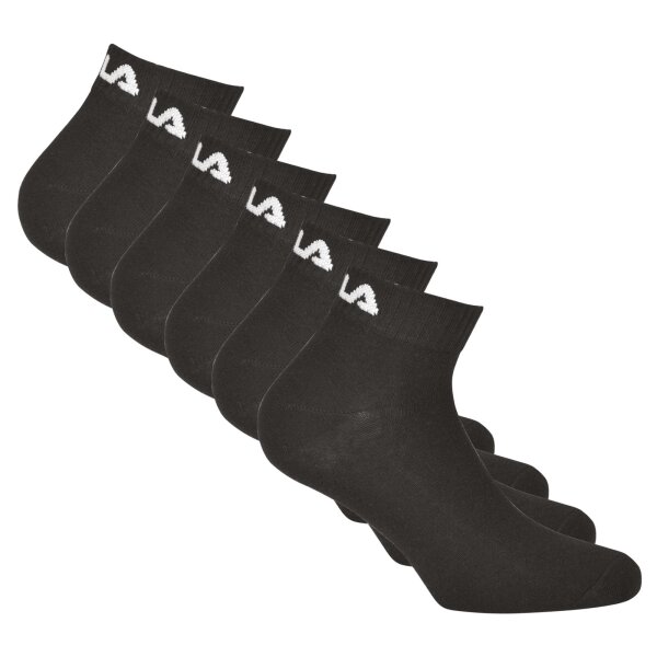FILA Unisex Quarter Socken, 6er Pack - Kurzsocken, Training, Sport, Logo (2x 3 Paar) Schwarz 35-38