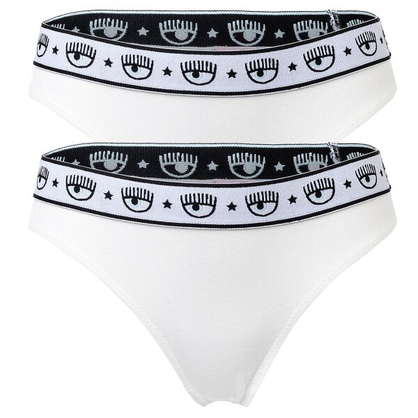 CHIARA FERRAGNI Womens Brazilian Brief 2-Pack - Panties, Cotton Stretch, Logo Waistband, uni White XS (X-Small)