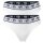 CHIARA FERRAGNI Damen Brazilian Brief 2er Pack - Slip, Cotton Stretch, Logobund, uni Weiß XS