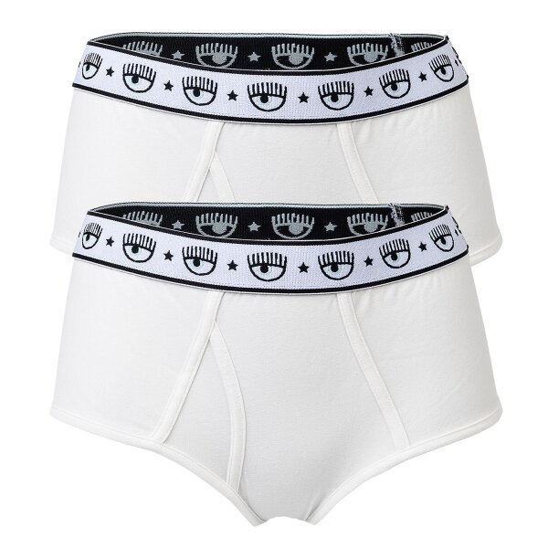 CHIARA FERRAGNI Womens Slip 2-Pack - Panties, Cotton Stretch, Logo Waistband, uni White XS (X-Small)