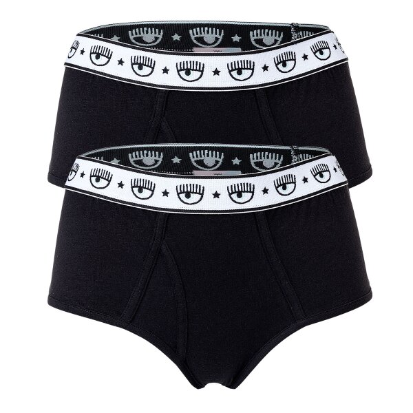 CHIARA FERRAGNI Womens Slip 2-Pack - Panties, Cotton Stretch, Logo Waistband, uni Black S (Small)