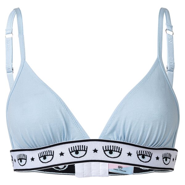 CHIARA FERRAGNI Damen Triangle BH, Bralette - Bügellos, Logobund, Cotton Stretch Hellblau XL