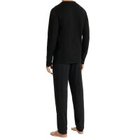 UNCOVER by SCHIESSER Herren Schlafanzug 2-tlg. Set - lang, V-Ausschnitt, Baumwolle, uni/gemustert Schwarz S