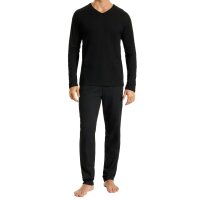 UNCOVER by SCHIESSER Herren Schlafanzug 2-tlg. Set - lang, V-Ausschnitt, Baumwolle, uni/gemustert Schwarz M