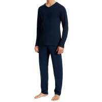 UNCOVER by SCHIESSER Mens Pajamas 2-Piece Set - long, V-Neck, Cotton, patterned Dark blue 3XL (3X-Large)
