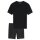 UNCOVER by SCHIESSER Mens Pajamas 2-Piece Set - Shorty, Short, V-Neck, Cotton, uni/patterned Black 3XL (XXX-Large)
