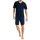 UNCOVER by SCHIESSER Mens Pajamas 2-Piece Set - Shorty, Short, V-Neck, Cotton, uni/patterned Dark blue 3XL (XXX-Large)