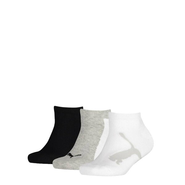 PUMA Kinder Sneaker Socken im Vorteilspack - Kids BTW Sneaker Schwarz/Grau/Weiß 27-30 3er Pack (1x3P)