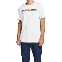 JACK&JONES Herren T-Shirt, 3er Pack - JJECORP LOGO TEE CREW NECK, Logo-Print, Baumwolle Weiß/Marineblau/Schwarz S